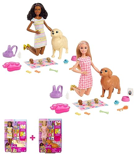 Barbie Newborn Pups Playset, Schwarze Puppe, HCK76 Newborn Pups Playset, Puppe mit blonden Haaren, HCK75 Barbie Newborn Pups Playset, Schwarze Puppe, HCK76 Newborn Pups Playset, Puppe mit blonden Haaren, HCK75 von Barbie
