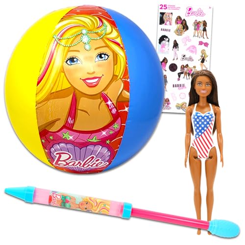 Barbie Pool-Set für Mädchen, 3-teiliges Wasserspielzeug-Set mit aufblasbarem Strandball, Wasserblaster, Puppe und Aufklebern, Barbie Pool- und Strand-Geschenk-Set für Kinder Barbie Pool-Set für Mädchen, 3-teiliges Wasserspielzeug-Set mit aufblasbarem Strandball, Wasserblaster, Puppe und Aufklebern, Barbie Pool- und Strand-Geschenk-Set für Kinder von Barbie