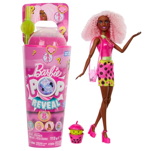 Barbie Pop Reveal Bubble Tea Serie Puppe und Zubehör, duftende Berry-Bliss-Modepuppe mit Haustier, 8 Überraschungen, darunter Farbwechsel, Becher zur Aufbewahrung, HTJ20 Barbie Pop Reveal Bubble Tea Serie Puppe und Zubehör, duftende Berry-Bliss-Modepuppe mit Haustier, 8 Überraschungen, darunter Farbwechsel, Becher zur Aufbewahrung, HTJ20 von Barbie