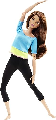 Barbie-Puppe, Made to Move Serie, Bewegliche Braunen Haaren Und Blauem Yoga-Shirt Und Schwarzer Hose, Inkl Puppe, Geschenk Für Kinder, Spielzeug Ab 3 Jahre,DJY08 von Barbie
