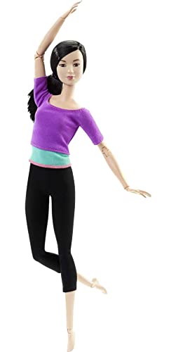 Barbie-Puppe, Made to Move Serie, bewegliche schwarzen Haaren und violettem Yoga-Shirt und schwarzer Hose, inkl Puppe, Geschenk für Kinder, Spielzeug ab 3 Jahre,DHL84 von Barbie