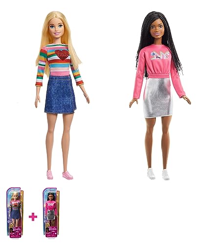Barbie Puppe, Malibu Adventure for Two Serie, blonden Haaren, HGT13 + Barbiepuppe, Brooklyn Adventure for Two Serie, Schwarze, HGT14 von Barbie