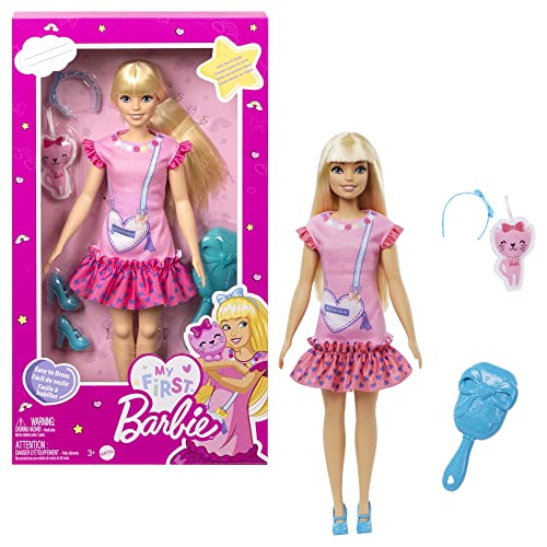 Barbie-Puppe, Meine erste blonden Haaren, Accessoires, Schuhe, Bürste und mehr, Soft-Touch-Körper, Puppe enthalten, Geschenk für Kinder ab 3 Jahren,HLL19 von Barbie