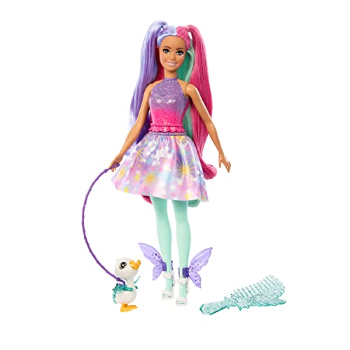 Barbie-Puppe mit märchenhaftem Outfit und Tierfreund, inspiriert Verborgener Zauber“, The Glyph, Fantasiehaar und Kamm, HLC35 von Barbie