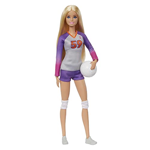 Barbie Made to Move - Volleyballspielerin-Puppe mit Trikot und Ball - 22 Gelenke für realistisches Spiel, inklusive Volleyball und Sportkleidung, HKT72 von Barbie