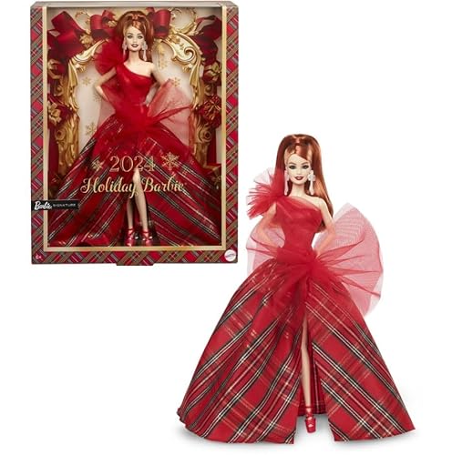 Barbie Signature Doll, 2024 Holiday Red Hair Fashion Doll Wearing Gown with Plaid Skirt, Seasonal Collector Gift in Displayable Packaging Barbie Signature Doll, 2024 Holiday Red Hair Fashion Doll Wearing Gown with Plaid Skirt, Seasonal Collector Gift in Displayable Packaging von Barbie