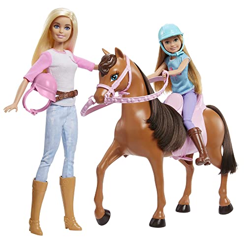 Barbie - Stacie Schwestern auf Pferd Playset mit Pferd und Sattel 2, mit Reitanzug, Spielzeug und Geschenk für Kinder ab 3 Jahren, GXD65 von Barbie