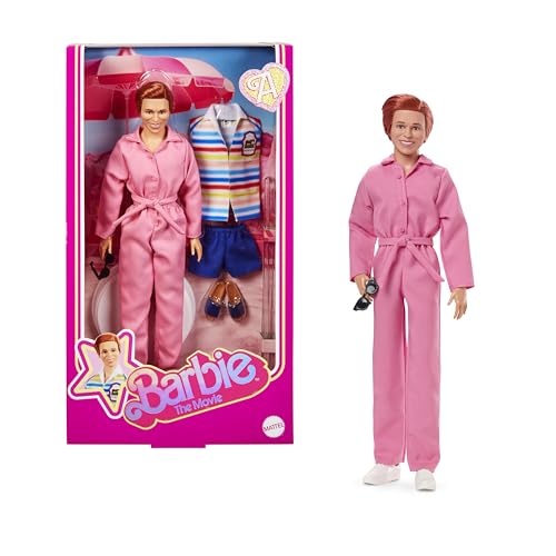 Barbie The Film - Allan-Sammlerpuppe, Michael Cera als Allan in 2 abnehmbaren Outfits aus dem Film, rosa Jumpsuit & blau gestreiftes Strandset mit Sonnenbrille, JBJ42 Barbie The Film - Allan-Sammlerpuppe, Michael Cera als Allan in 2 abnehmbaren Outfits aus dem Film, rosa Jumpsuit & blau gestreiftes Strandset mit Sonnenbrille, JBJ42 von Barbie