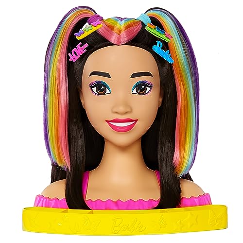 Barbie Totally Hair - Neon-Regenbogen Deluxe Styling-Kopf, reichlich Zubehörteile, 10 Farbwechselüberraschungen, Kinder ab 3 Jahren, HMD81 Barbie Totally Hair - Neon-Regenbogen Deluxe Styling-Kopf, reichlich Zubehörteile, 10 Farbwechselüberraschungen, Kinder ab 3 Jahren, HMD81 von Barbie
