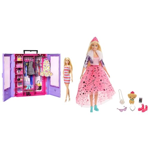 Barbie Ultimate Closet, Kleiderschrank mit über 15 Kleidern und Accessoires & GML76 - Prinzessinnen-Abenteuer Puppe Mit Mode (ca. 30 cm) von Barbie