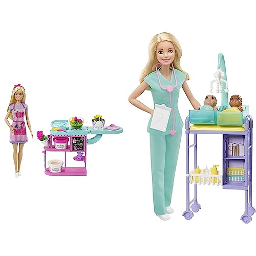 Barbie You Can Be Anything Serie, Florist, Puppe mit blonden Haaren, GTN58 You Can Be Anything Serie, Baby Doctor, Puppe mit blondem Haar, GKH23 von Barbie
