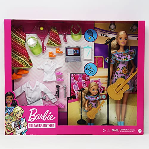 Barbie & Chelsea Rennen Playset: 2 Brünette Puppen und Arzt, Tennisstar und Musiker Stücke Barbie & Chelsea Rennen Playset: 2 Brünette Puppen und Arzt, Tennisstar und Musiker Stücke von Barbie