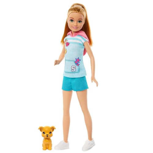 Barbie und jüngere Schwester - gestylet im sportlichem Outfit, inklusive bedrucktem T-Shirt, umdrehbarem Hoodie, Shorts, Turnschuhen und niedlichem Hündchen, für Kinder ab 3 Jahren, HRM05 Barbie und jüngere Schwester - gestylet im sportlichem Outfit, inklusive bedrucktem T-Shirt, umdrehbarem Hoodie, Shorts, Turnschuhen und niedlichem Hündchen, für Kinder ab 3 Jahren, HRM05 von Barbie
