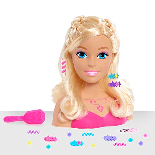 Just Play Barbie Blondes Haar Frisierkopf 20cm mit 20 Zubehörteilen für Styling-Spaß, ab 3 Jahren von Barbie