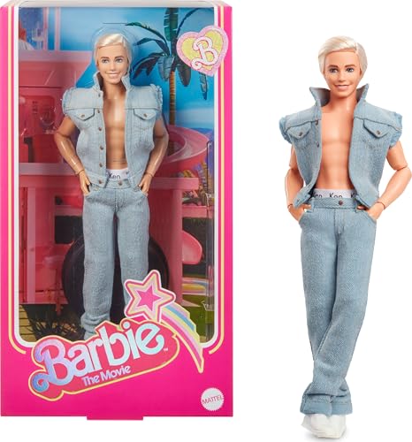 Barbie The Movie - Puppe Filme Fans, Ken Puppe zum Sammeln mit Jeansoutfit und original Ken-Unterwäsche, als Geschenk für Kinder ab 3 Jahren geeignet, HRF27 von Barbie