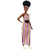 MATTEL GYG08 Barbie Fashionistas Puppe (Vitiligo) mit Streifenkleid, Anziehpuppe von Barbie