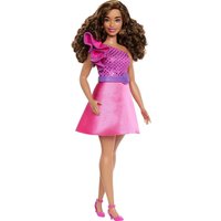 MATTEL HRH22 Barbie Fashionista Puppe mit braunem Haar und glitzerndem Kleid von Barbie