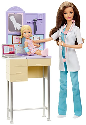 Barbie Mattel DKJ12 - Modepuppen, Ich wäre gern, Kinderärztin Spielset von Barbie