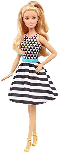 Barbie Mattel DVX68 - Fashionistas Puppe mit schwarz-weiß gestreiftem Outfit, Ankleidepuppen von Barbie