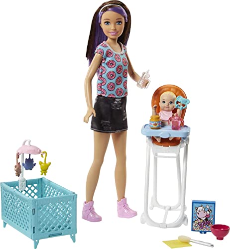 Mattel Barbie FHY98 "Skipper Babysitters Inc." Puppen und Hochstuhl Spielset (brünett) von Barbie