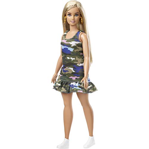 Mattel Barbie FJF54 Fashionistas Puppe im bunten Kleid mit Carmouflagemuster von Barbie