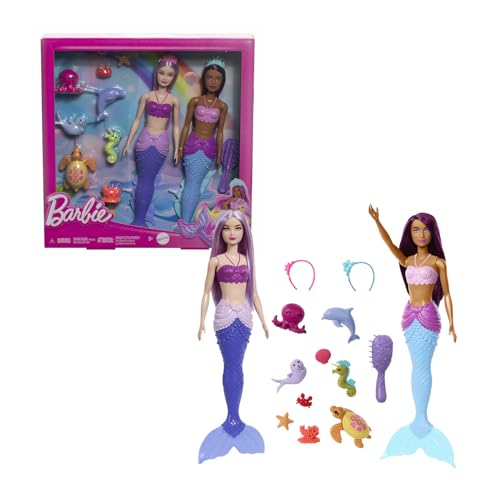 Meerjungfrau Barbie Puppen 2er-Pack: Meerestiere, Stirnbänder & Ozeanzubehör von Barbie von Barbie