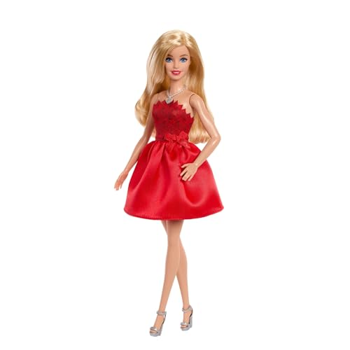 Rubinrote Blonde Barbie-Party-Modepuppe zum 80. Jubiläum von Mattel in einem roten Kleid mit silbernen Schuhen und Halskette, Sammelspielzeug, JGD25 Rubinrote Blonde Barbie-Party-Modepuppe zum 80. Jubiläum von Mattel in einem roten Kleid mit silbernen Schuhen und Halskette, Sammelspielzeug, JGD25 von Barbie