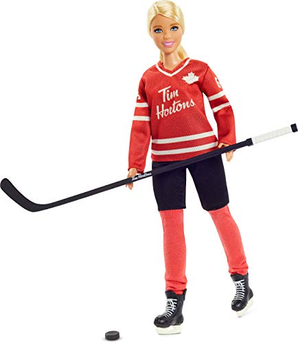 Tim Hortons Barbie Doll (12-inch Curvy) Collectible Barbie Doll Wearing Hockey Uniform, with Doll Stand and Certificate of Authenticity, for 6 Year Olds and Up, Red von Barbie