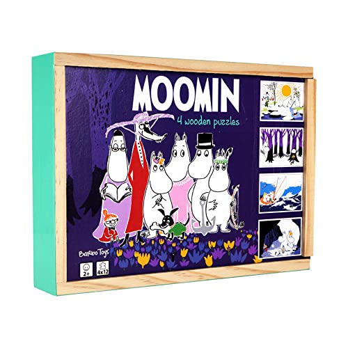 Barbo Toys - Mumins - 4 Holzpuzzle in Einer Box - Moomin Puzzle Play für Kinder aus Holz – Kinder ab 2 Jahre - Holzpuzzle ab 2 - Holz Spielzeug - Schöne Farben und Einfach zu Halten - 3 x 4 Teilen von Barbo Toys