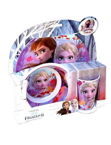 Barbo Toys - Frozen Kinder-Geschirr Set - Für Babys, Kleinkinder und kleine Kinder – Ab 12 Monaten - 1 Jahr ESS-Set mit Teller, Schüssel und Tasse für Kinder - Offizielles Frozenab von Barbo Toys