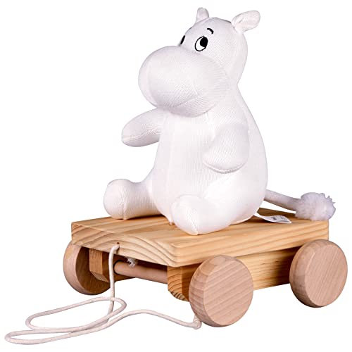Barbo Toys - Moomin on Wheels - Nachziehspielzeug ab 1 Jahr - Pull Along Toys - Baby Spielzeug 1 Jahr - Kuscheltier und Holzspielzeug - Geschenk für Einjähriges Kind - Muumins Kinderspielzeug von Barbo Toys