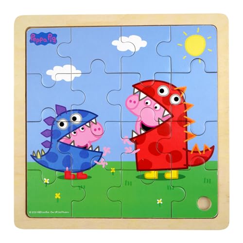 Barbo Toys - Peppa Pig – Puzzle – Dinosaurierkostüme – Puzzle ab 1 Jahr – Holzpuzzle enthält 16 Teile – Illustrationen von Peppa und George von Barbo Toys