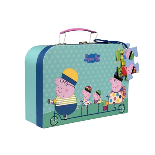 Barbo Toys - Peppa Pig - Suitcase with Puzzle - Bike Ride - Puzzle from 3 Years - Puzzle Contains 16 Pieces - Illustrations of Peppa and George von Barbo Toys