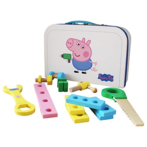 Barbo Toys - Peppa Pig Kinder Werkzeugkoffer - Spielzeug ab 3 Jahre - Kinderrollenspiel - Kinder Werkzeuge - Kinderkoffer einfach zu transportieren - Peppa Wutz Spielzeug - Offizielles Peppa Pig von Barbo Toys