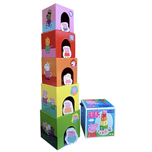 Barbo Toys Peppa Wutz Spielzeug Stabelturm für Kinder | Motorikspielzeug ab 2 Jahre für Hand-Augen-Koordination und Fingermotorik | Offiziell Lizenziert von Peppa Pig von Barbo Toys