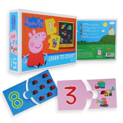 Barbo Toys - Peppa Wutz - Zählen Lernen für Kinder ab 3 Jahren - Kinderpuzzlespiel mit 10 Minipuzzles - Lernspiele ab 3 Jahre - Peppa Pig Lernspiele für Kinder - Offizielles Peppa Wutz Spielzeug von Barbo Toys