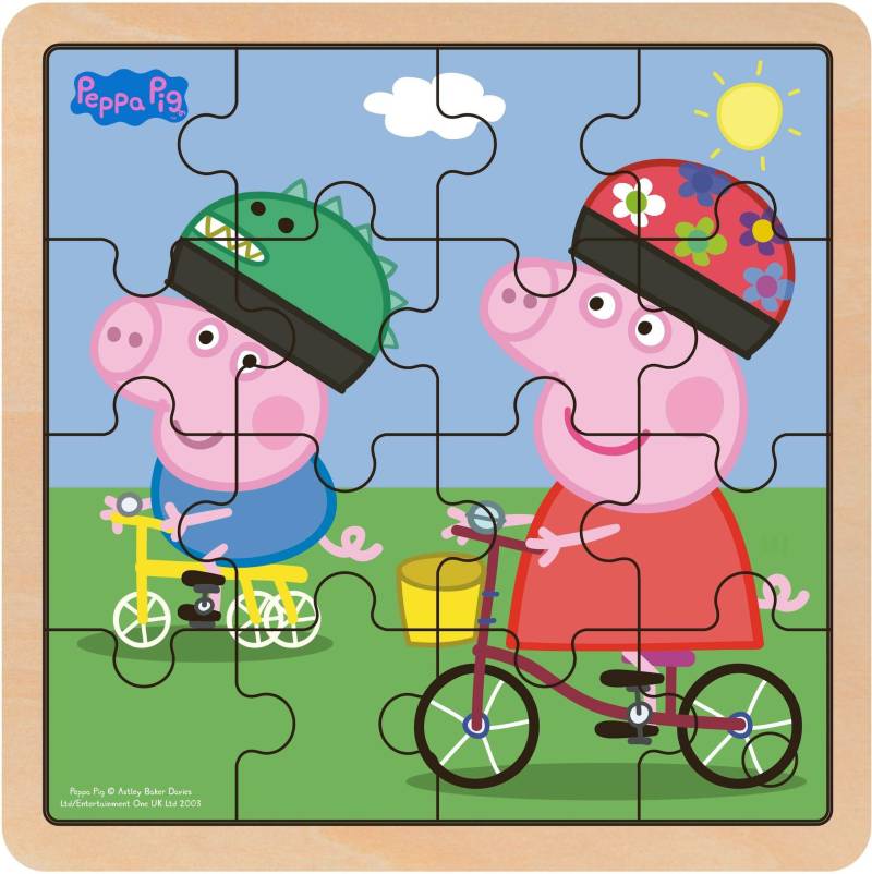 Peppa Wutz Holzpuzzle Fahrradfahren 16 Teile von Barbo Toys