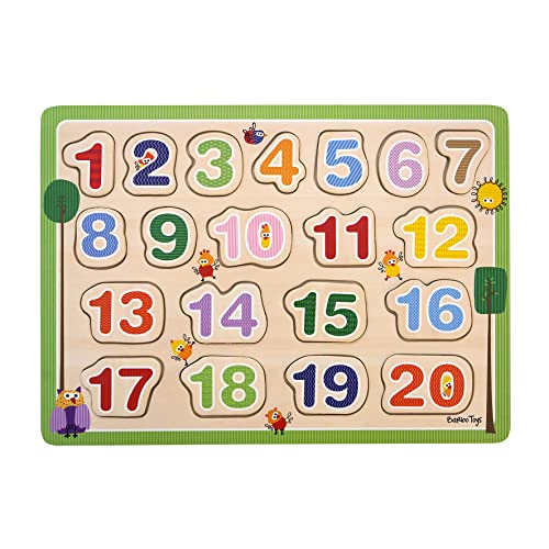Barbo Toys - Wacky Wonders - 123 Puzzle - Holzpuzzle - Play für Kinder – Zählen Lernen von 1 bis 20 – Holzrahmenpuzzle mit Bunten Zahlen - Holzpuzzle ab 2 - Holz Spielzeug - 20 Teile von Barbo Toys