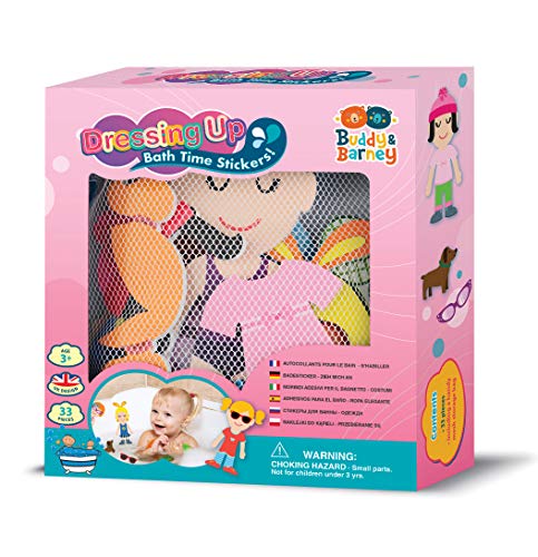 Buddy & Barney - Dressing Up Bath Time Stickers Toy 32 PIECES baby toddler girls boy bathtime with storage organiser bag von Buddy & Barney