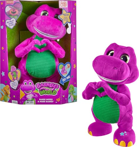 Fisher-Price Barney's World Kleinkindspielzeug, Barney Tall Plüschfigur, 33 cm große Figur mit Geräuschen, weiche Textur zum Spielen, Kinder ab 2 Jahren von Barney