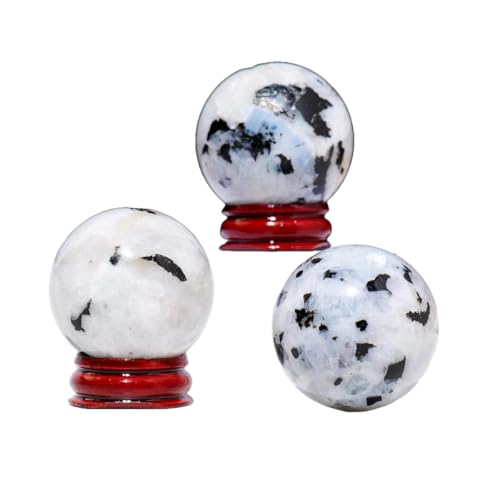 BaronHong 1 Stück 40 mm gelber Citrin-Quarzkristall-Kugel, Heilstein (schwarzer Punkt-blauer Mond-Ball, 38 mm – 42 mm) von BaronHong
