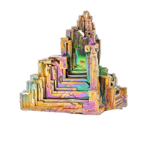 BaronHong 1 Stück natürlicher Kristall-Regenbogen-Aura-Quarz-Schreibtischaufsatz, Erz, Lotus-Teelicht-Cluster, bunt (Minenschloss, 40–60 g) von BaronHong