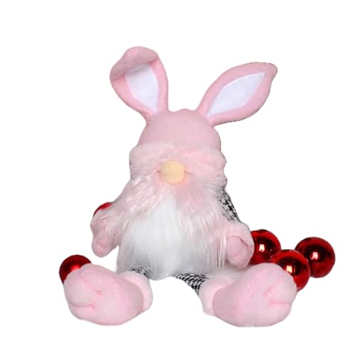 BaronHong 17" Osterzwerg-Dekoration für Zuhause, rosa Osterzwerg, Plüsch-Frühlingshase für die Osterdekoration auf einem müden Tablett (rosa, M) von BaronHong