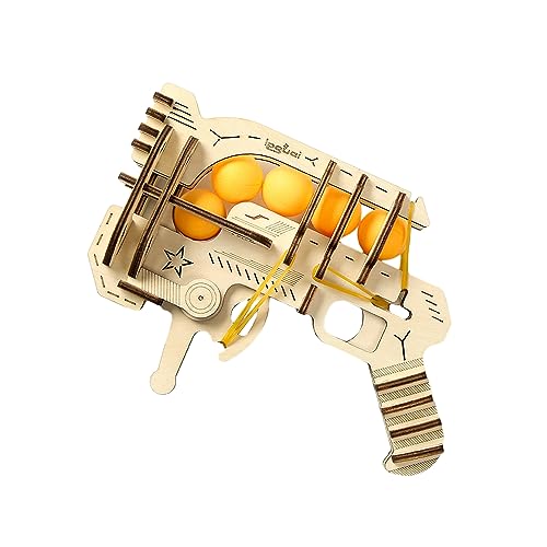 BaronHong 3D-Holzpuzzle, Gummibandpistole, Tischtennisball-Shooter, DIY, mechanisches Modell, atemberaubende Geschenke für Erwachsene und Teenager (B, M) von BaronHong