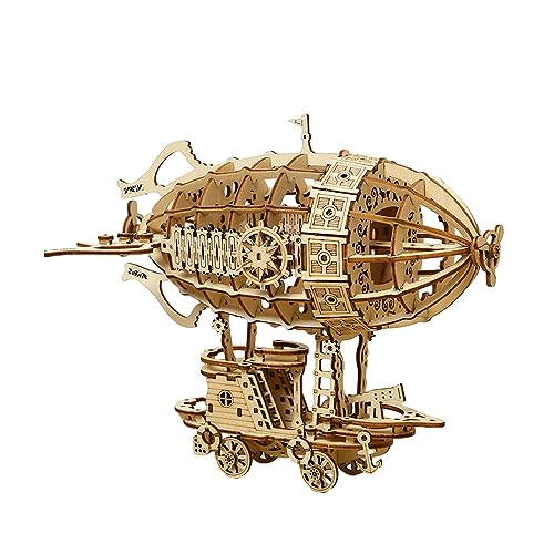 BaronHong Bauen Sie Ihr eigenes 3D-Holz-Puzzle, Holz-Bastelset, Luftschiff-Modell, Geschenke für Erwachsene und Teenager (gelb, M) von BaronHong