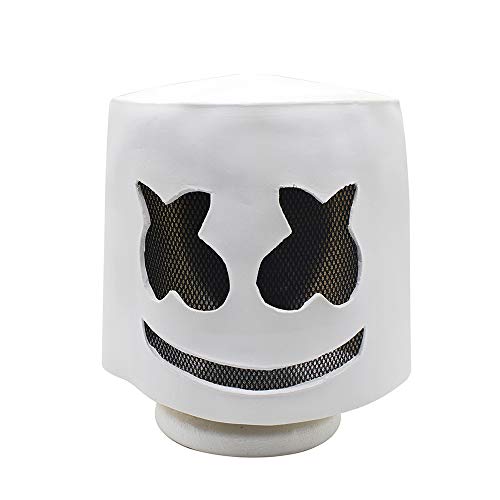 BaronHong Cosplay Maske Latex Helm Dekoration Thema Party Requisiten Halloween Kostüm Zubehör Erwachsene für Marshmallow DJ kopfbedeckungen (weiß, M) von BaronHong