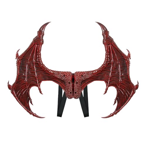 BaronHong Drachenflügel für Erwachsene in Übergröße, Fledermausflügel, Halloween, Karneval, Dämonenkostüm, Cosplay-Zubehör (rot, M) von BaronHong