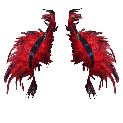 BaronHong Gothic Natural Feather Cape Schal Schulterwickel Halloween Maleficent Kostüme für Frauen (rot, M) von BaronHong