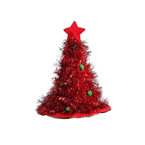 BaronHong Grüner Lametta-Weihnachtsbaum-Feiertags-Kostüm-Partyhut (rot, M) von BaronHong
