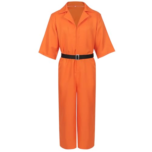 BaronHong Häftlingskostüm für Erwachsene, Cosplay, orangefarbener Häftlingsoverall, Unisex-Häftlingsoutfit (orange, S) von BaronHong